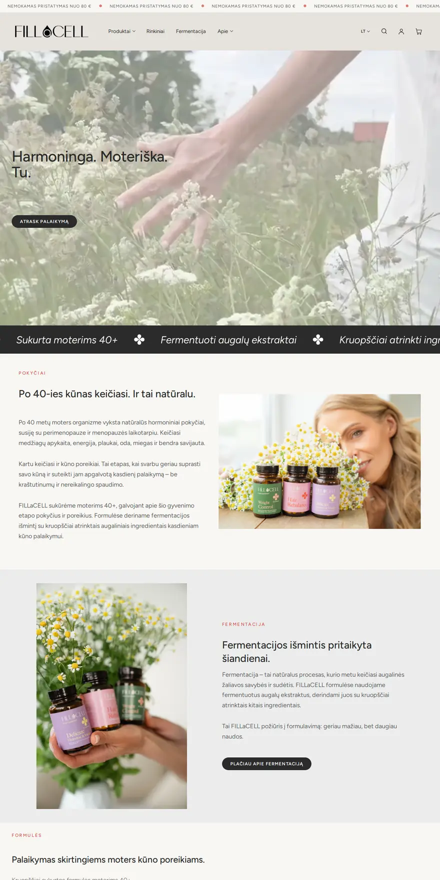 fillacell.com — maisto papildai moterims 40+, svetainės pradinis puslapis