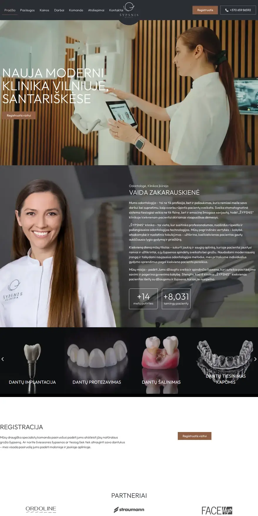 sypsnis.lt — odontologijos klinika, svetainės pradinis puslapis